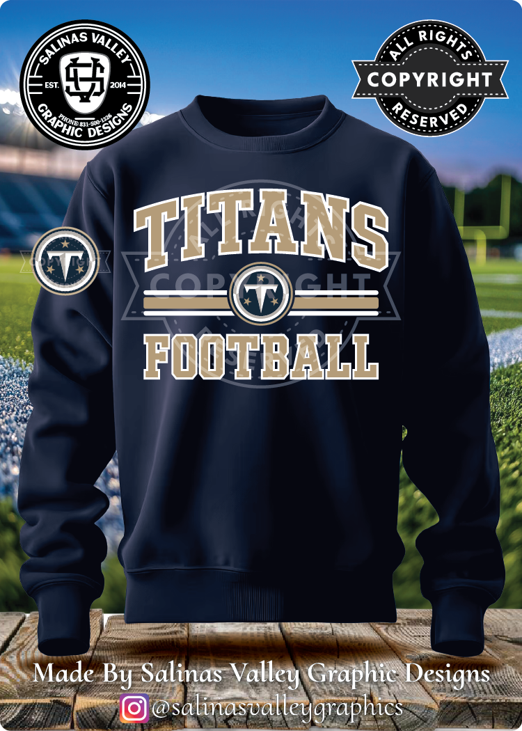 Titans Football Style 2 Navy - Glitter