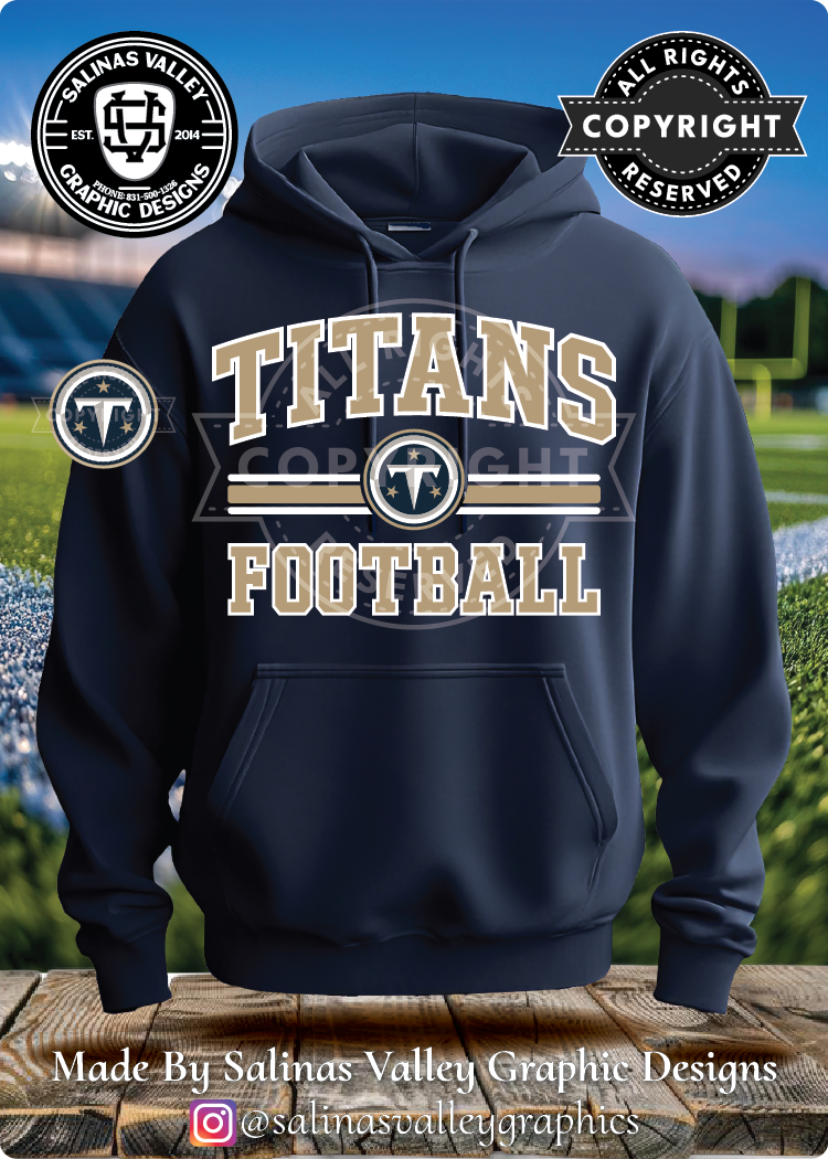 Titans Football Style 2 Navy - Glitter