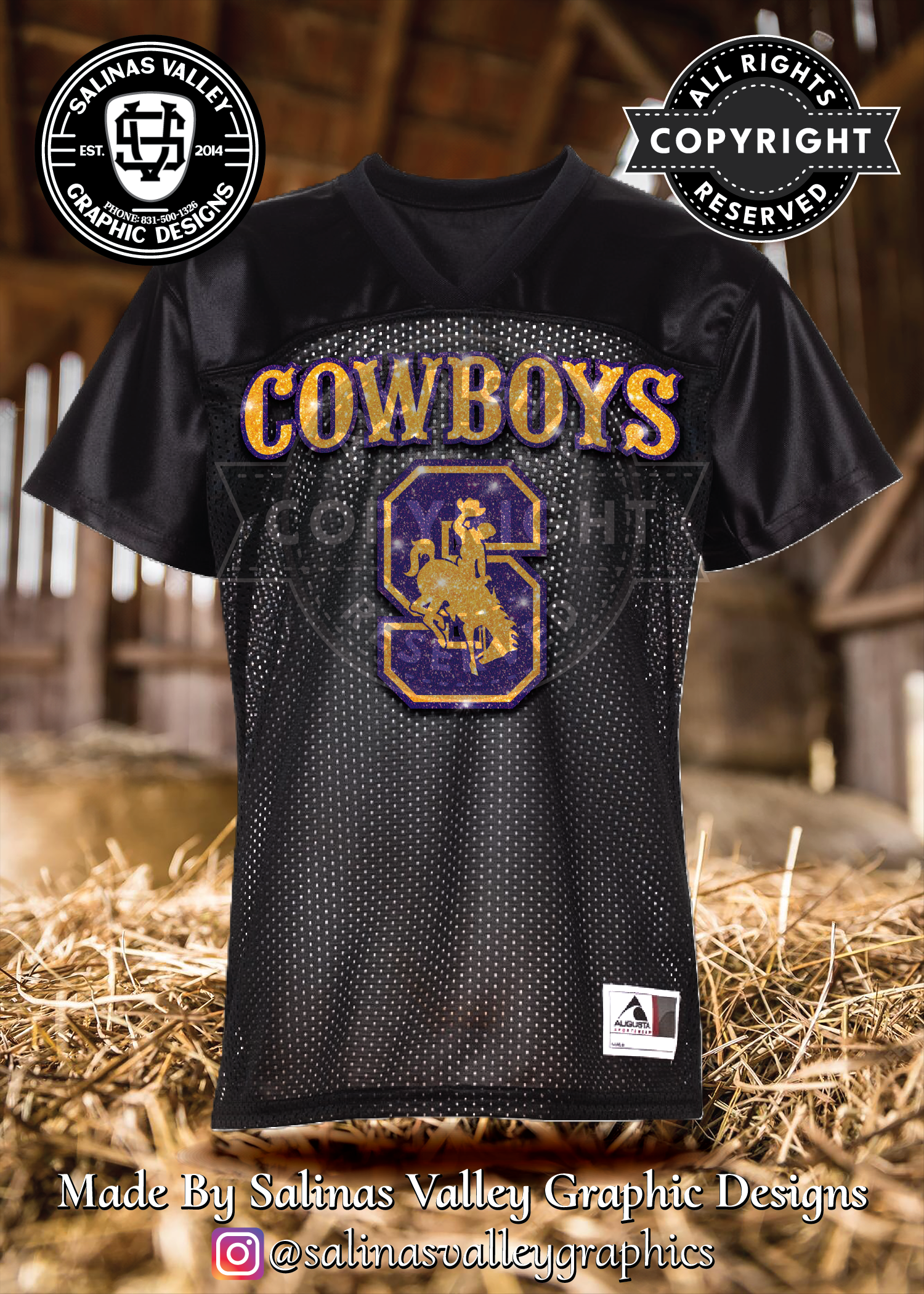 SHS Football Black Jersey - Glitter
