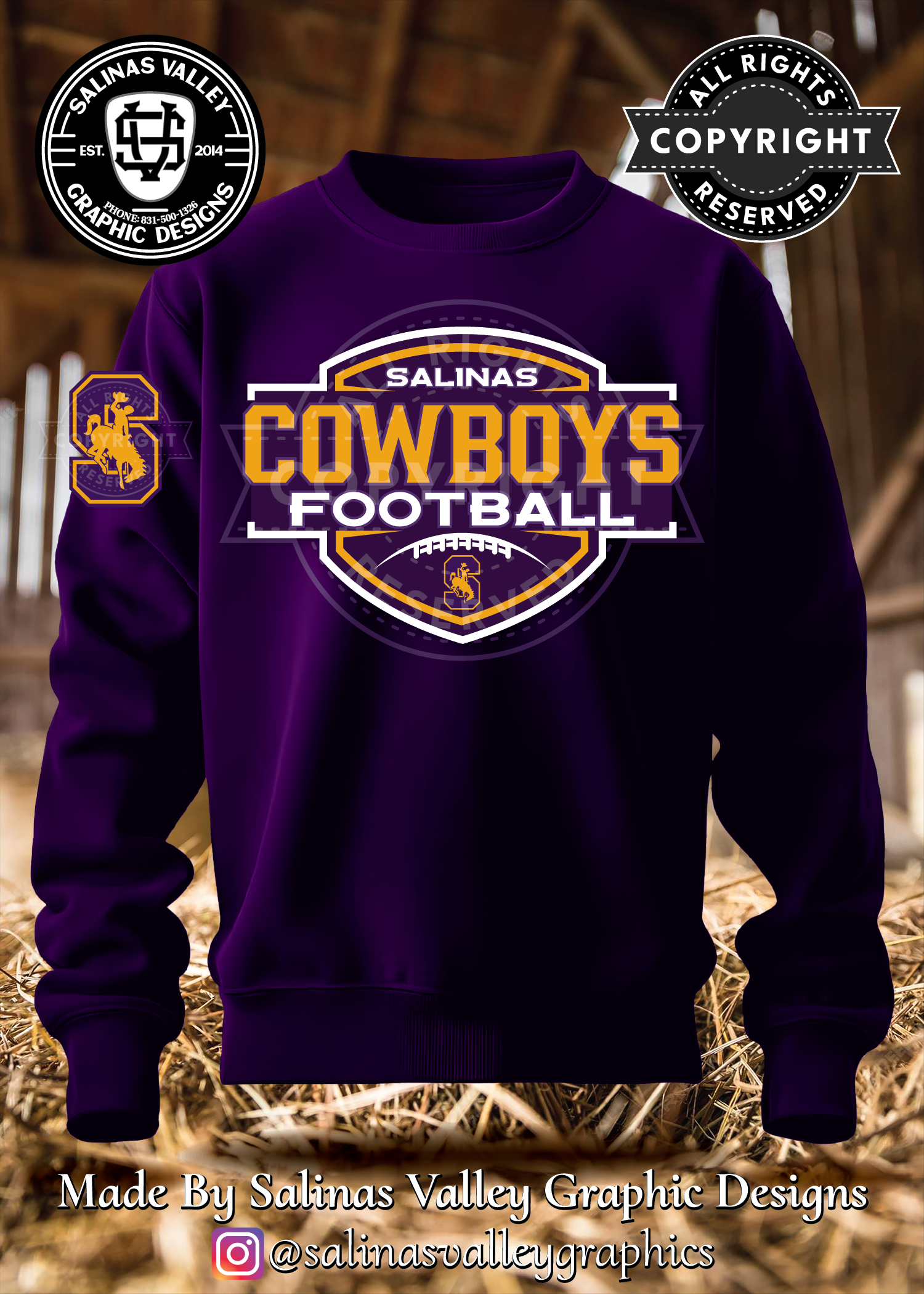 SHS Football Style 24 Purple - Glitter