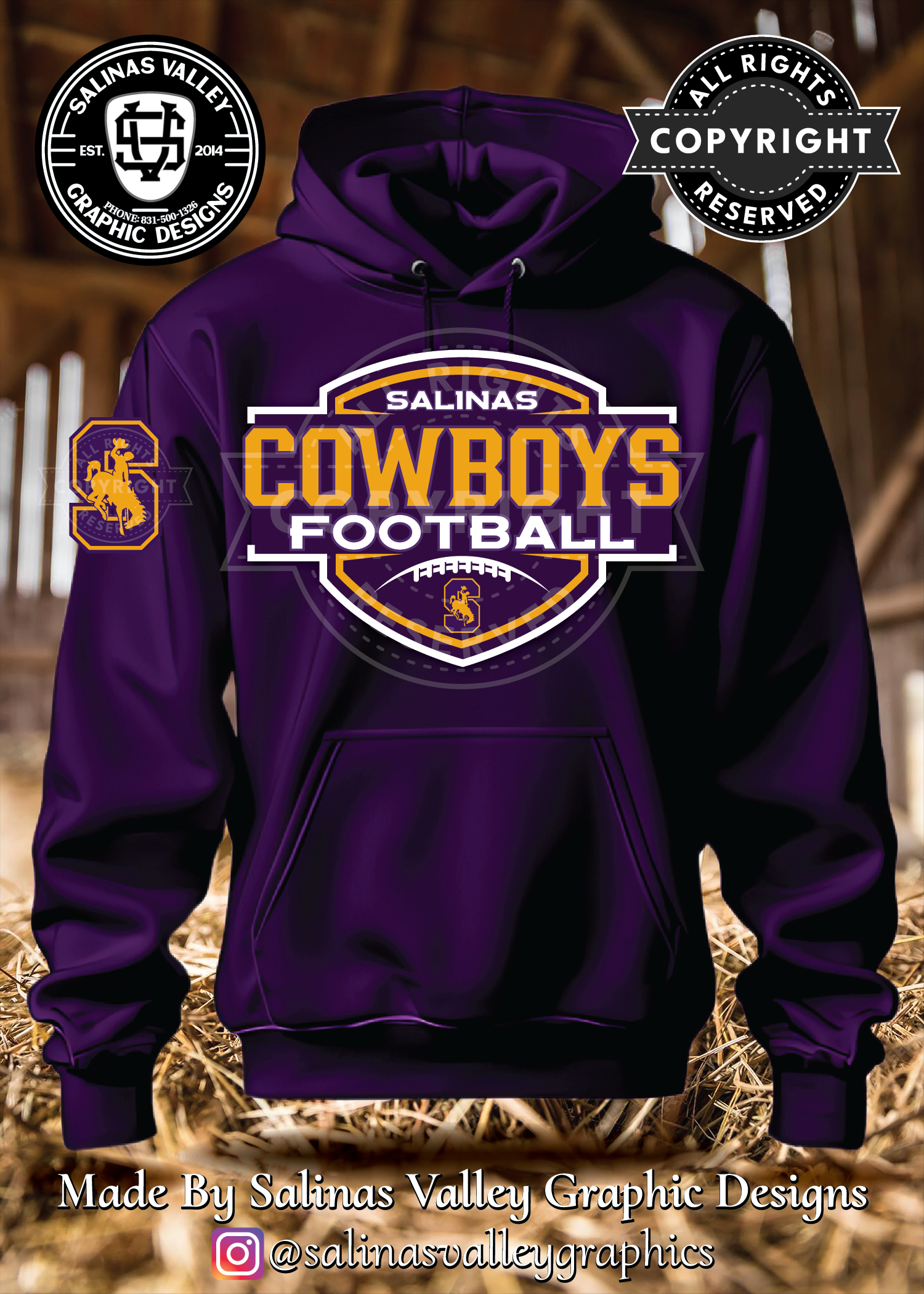 SHS Football Style 24 Purple - Glitter