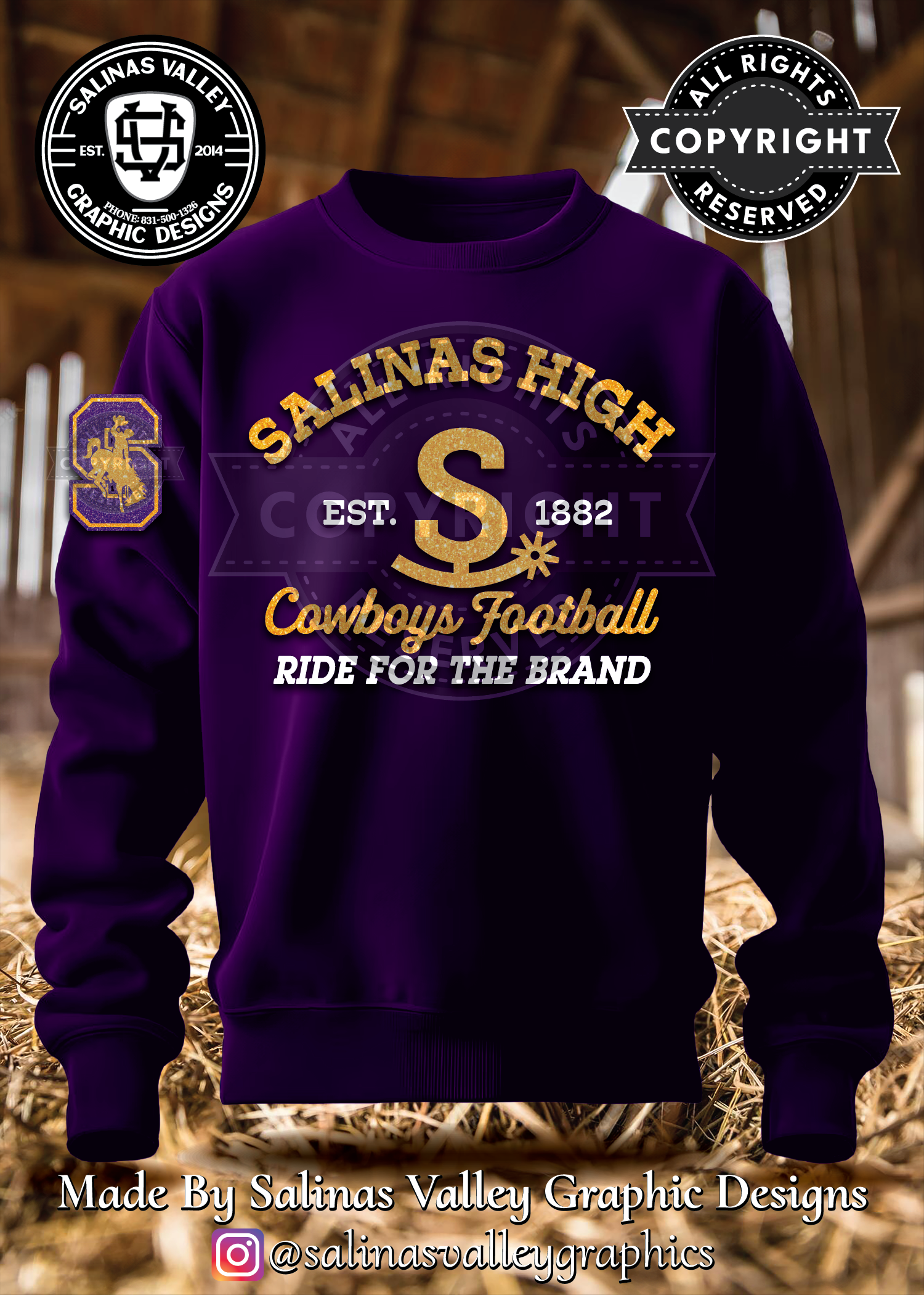 SHS Football Style 25 Purple - Glitter