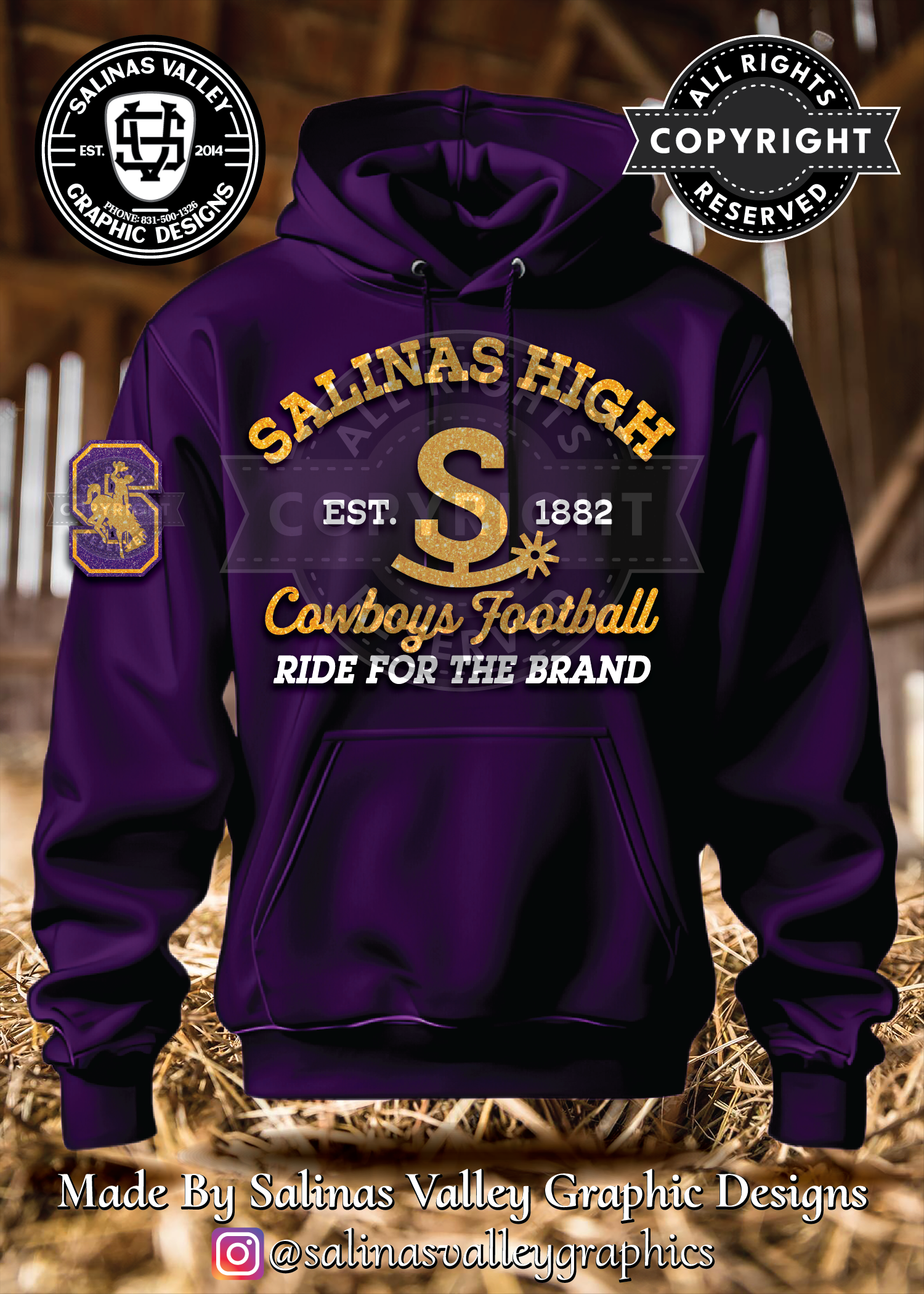 SHS Football Style 25 Purple - Glitter