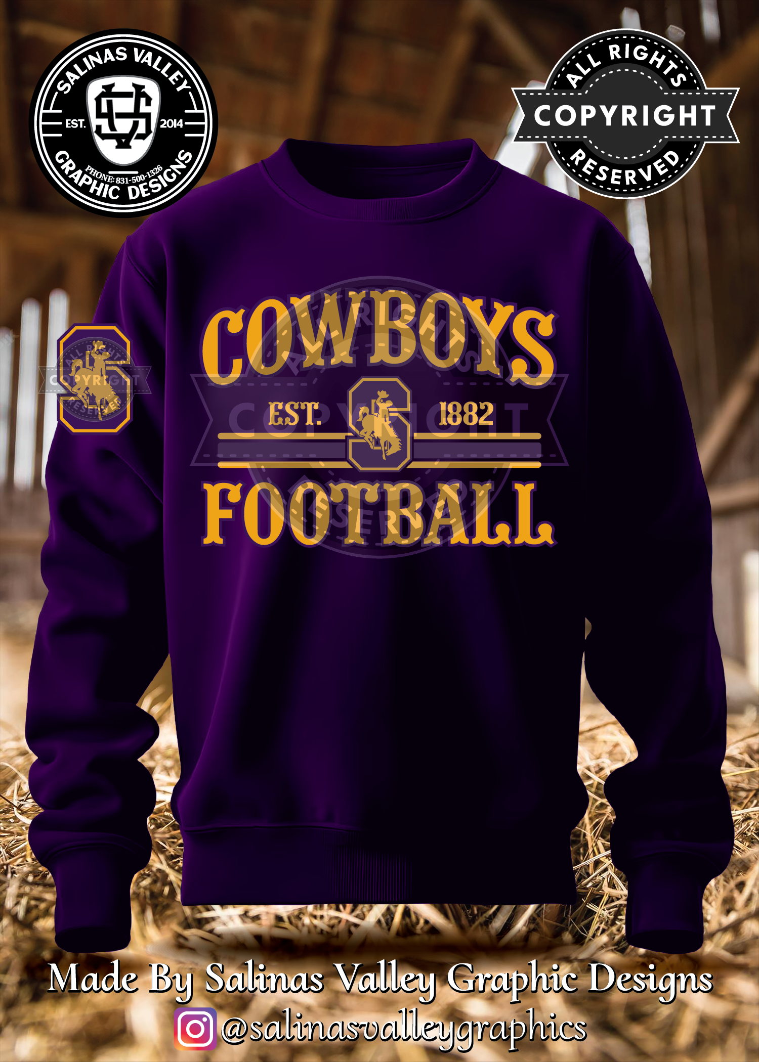 SHS Football Style 7 Purple - Glitter